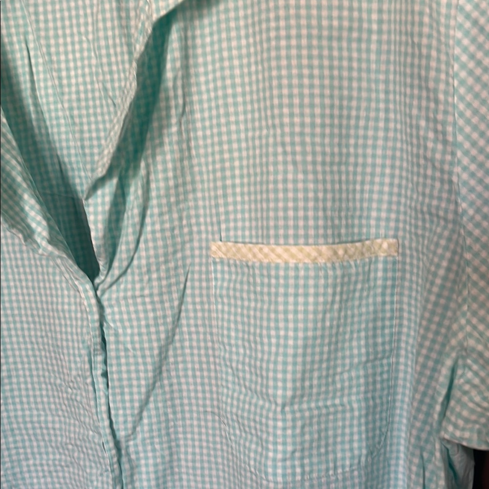 Cherokee Light Blue Checkered Pajama Shirt - Picture 3 of 7
